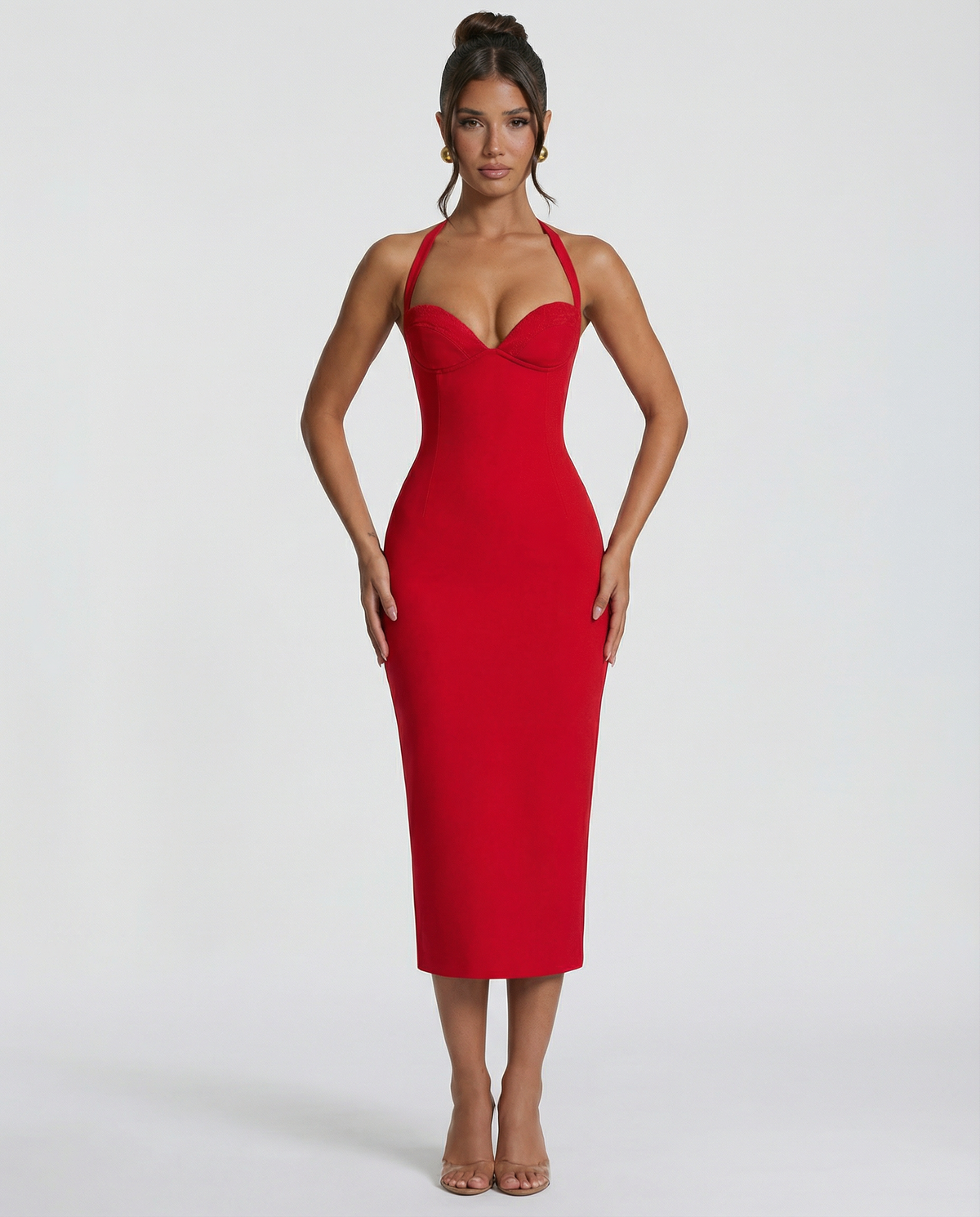 Liliana • Elegante Vestido Midi con Corsé de Encaje