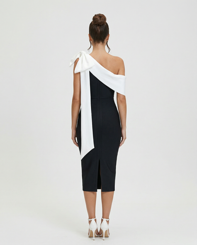 Elza • Vestido midi bandage de un solo hombro con elegante lazo