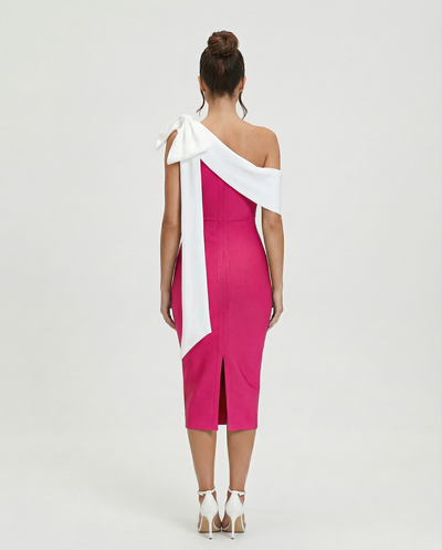 Elza • Vestido midi bandage de un solo hombro con elegante lazo