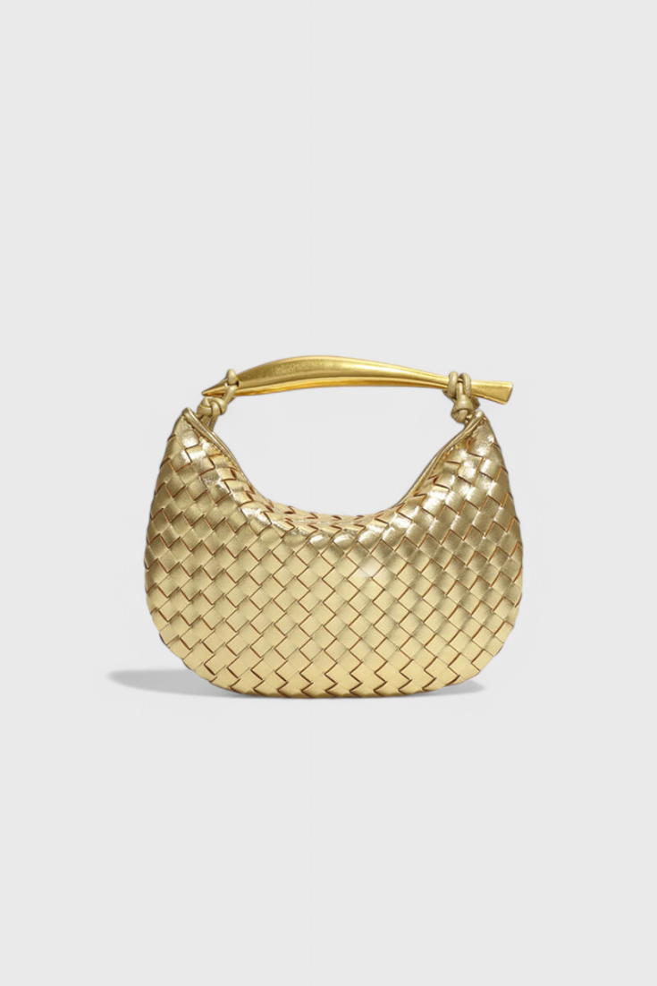 Bolso Gerda tejido con elegante asa dorada