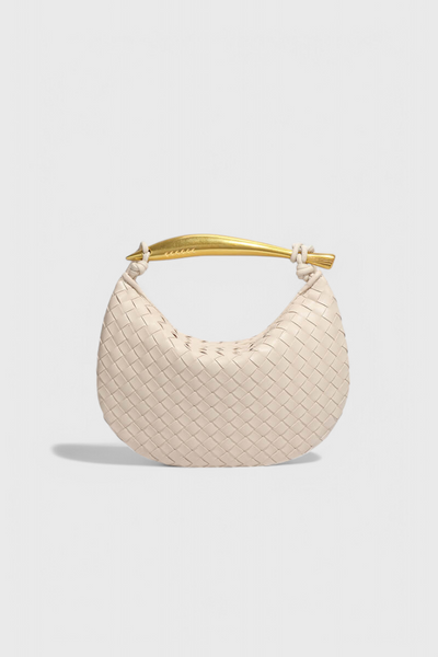 Bolso Gerda tejido con elegante asa dorada