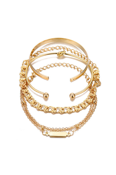 Juego de Pulseras de Cadena de Metal de 4 Piezas