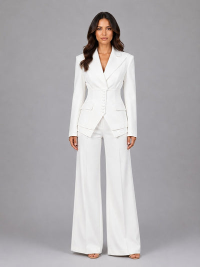 Anselma | Conjunto de dos piezas con blazer entallado y pantalón palazzo