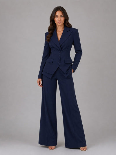 Anselma | Conjunto de dos piezas con blazer entallado y pantalón palazzo