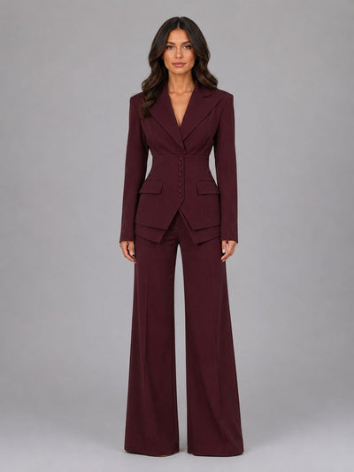 Anselma | Conjunto de dos piezas con blazer entallado y pantalón palazzo