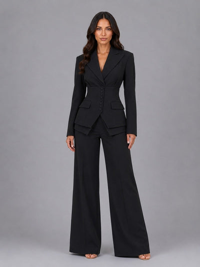 Anselma | Conjunto de dos piezas con blazer entallado y pantalón palazzo