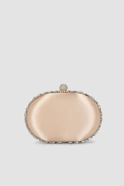 Clutch Ovalado con Pedrería Brillante – Plateado