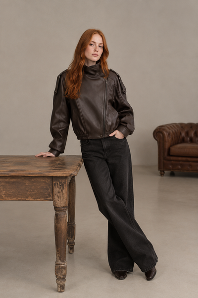 Elena | Chaqueta Efecto Piel con Cremallera Lateral