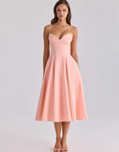 Delali • Vestido midi con elegante escote fruncido