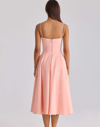 Delali • Vestido midi con elegante escote fruncido