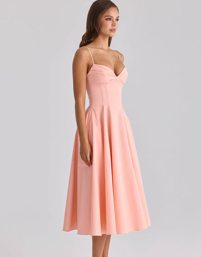 Delali • Vestido midi con elegante escote fruncido