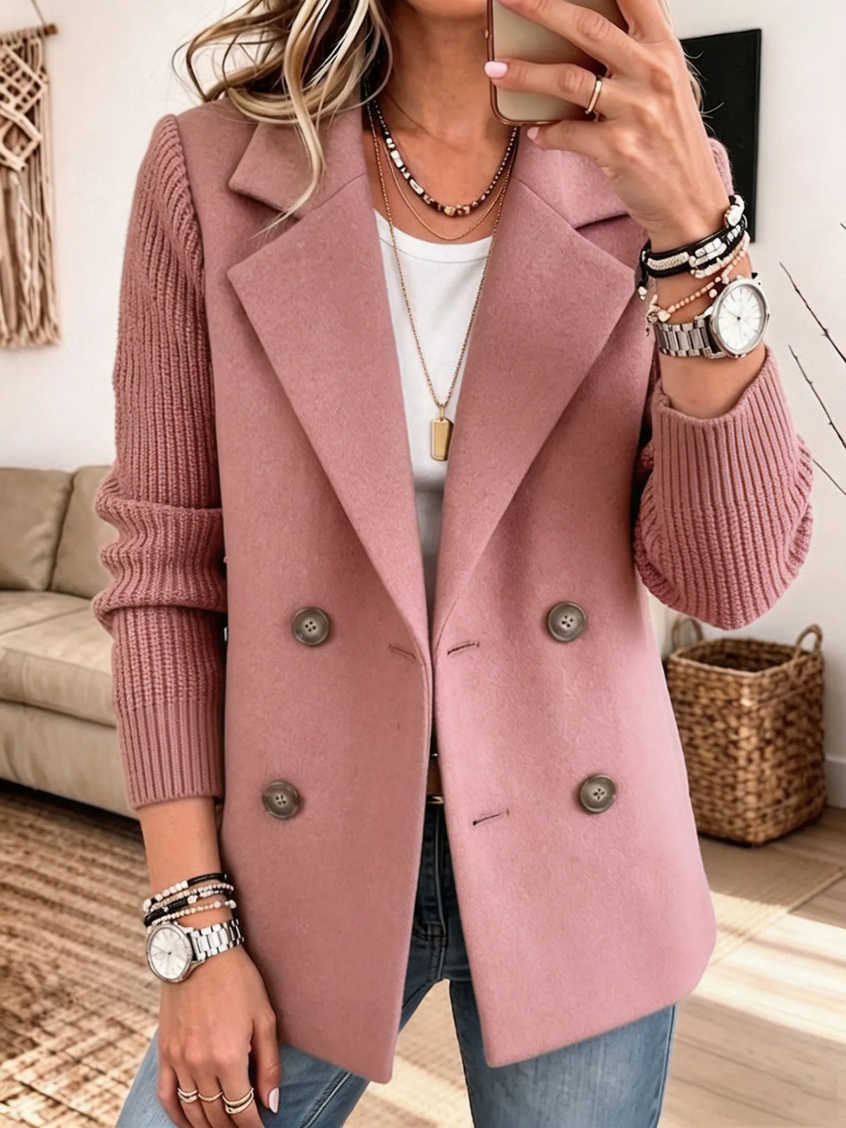 Carla | Blazer elegante con sofisticadas mangas de punto