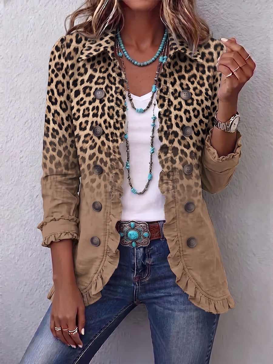 Estrella | Chaqueta leopardo degradado con volantes