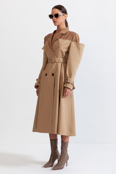 Gabardina Doble con Estilo Blazer – Nude