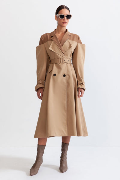 Gabardina Doble con Estilo Blazer – Nude