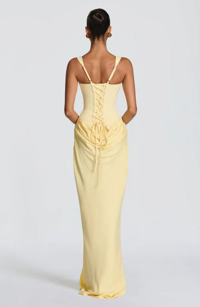Valentina • Vestido maxi esculpido con silueta de reloj de arena