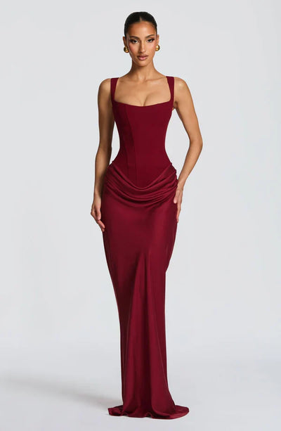 Valentina • Vestido maxi esculpido con silueta de reloj de arena
