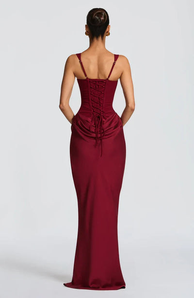 Valentina • Vestido maxi esculpido con silueta de reloj de arena