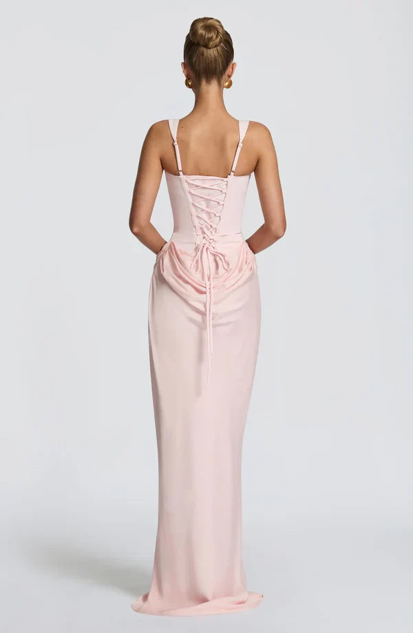 Valentina • Vestido maxi esculpido con silueta de reloj de arena