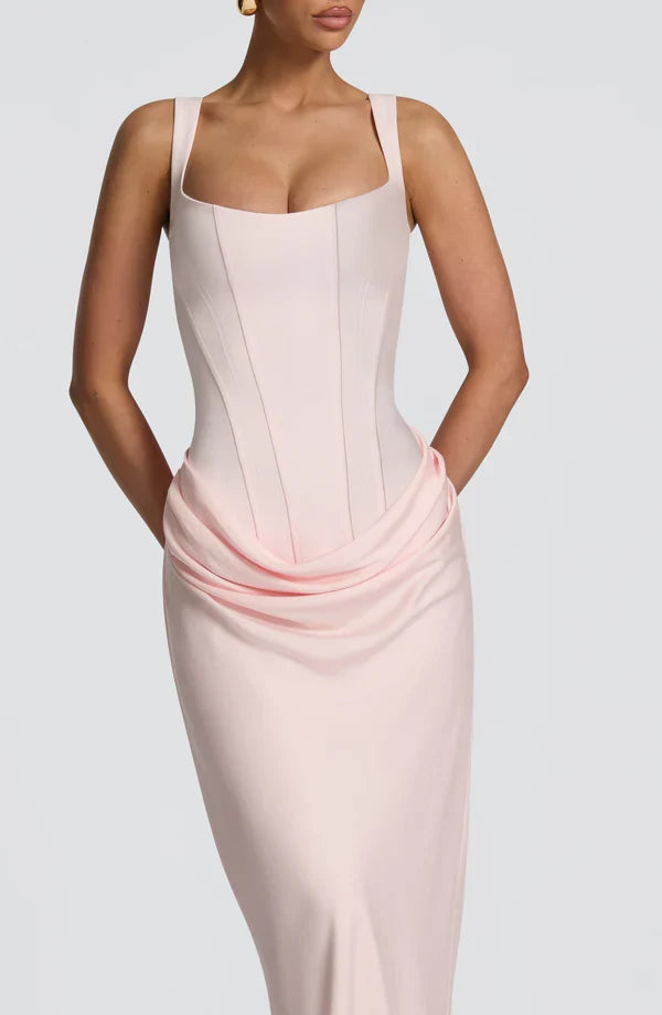 Valentina • Vestido maxi esculpido con silueta de reloj de arena